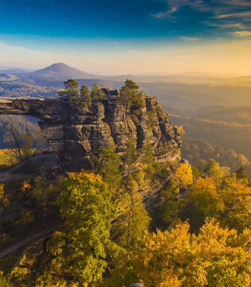 Pravcicka Gate in autumn colors, Bohemian Saxon Switzerland, Czech Republic