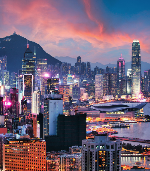 Hong Kong - Victoria harbour at sunset