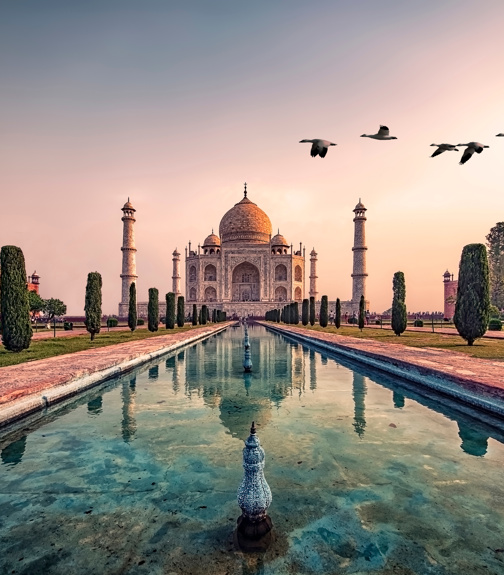 Taj Mahal in sunrise light, Agra, India