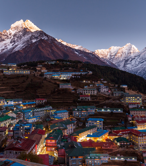 Namche Bazaar aerial view, Everest trek, Himalaya, Nepal.