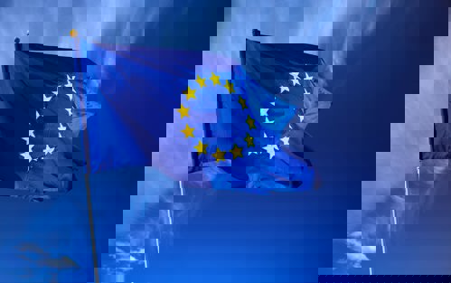EU flag waving in the wind